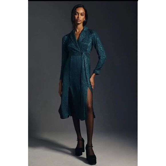 Anthropologie Blazer Wrap Dress size 2 Indigo - Picture 1 of 9